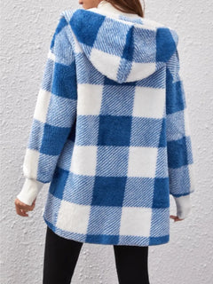 Plaid Long Sleeve Hooded Coat - Florida Guy