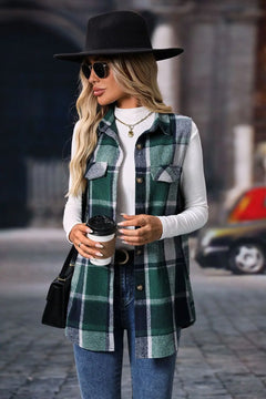 Plaid Button Up Vest Coat - Florida Guy