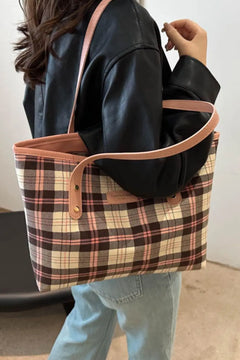 Plaid PU Leather Tote Bag - Florida Guy