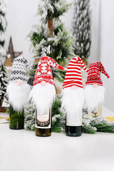 4-Pack Christmas Faceless Gnome Wine Bottle Covers Trendsi