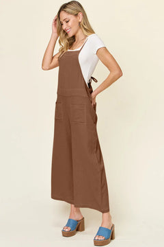 Double Take Full Size Texture Sleeveless Wide Leg Overall - Florida Guy