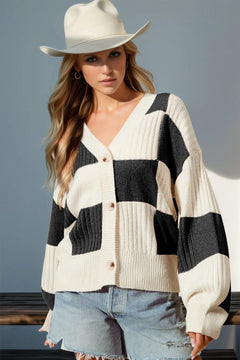 Double Take Full Size Checkered Dropped Shoulder Cardigan - Florida Guy