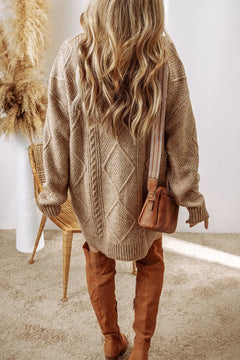 Cable-Knit Round Neck Sweater Dress - Florida Guy