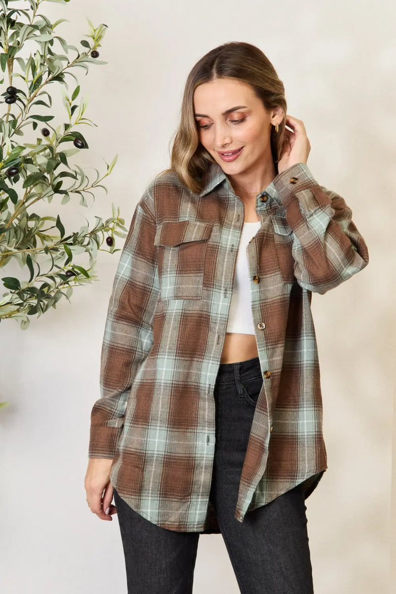 Mandy Plaid Dropped Shoulder Shirt - Florida Guy