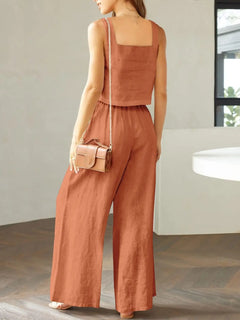 Square Neck Top and Wide Leg Pants Set - Florida Guy