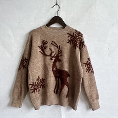 Reindeer and Snowflake Pattern Sweater - Florida Guy