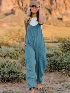 Double Take Full Size V-Neck Sleeveless Jumpsuit with Pockets - Florida Guy