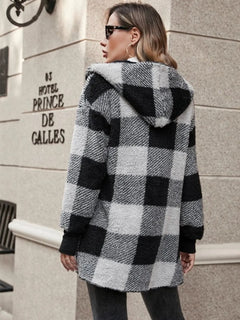 Plaid Long Sleeve Hooded Coat - Florida Guy