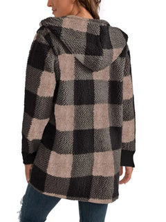 Plaid Long Sleeve Hooded Coat - Florida Guy