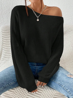 Honey Single Shoulder Long Sleeve Sweater - Florida Guy