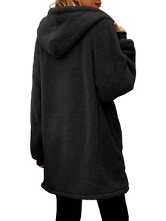 Fuzzy Pocketed Zip Up Long Sleeve Hooded Jacket - Florida Guy