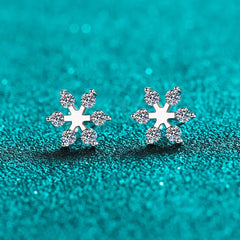 Moissanite 925 Sterling Silver Snowflake Shape Earrings - Florida Guy