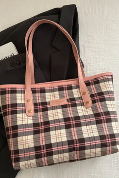 Plaid PU Leather Tote Bag - Florida Guy