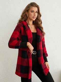 Plaid Long Sleeve Hooded Coat - Florida Guy