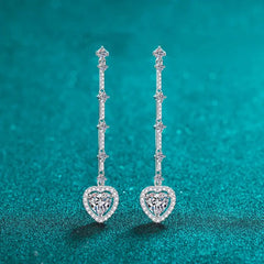 2 Carat Moissanite Zircon 925 Sterling Silver Heart Earrings Trendsi