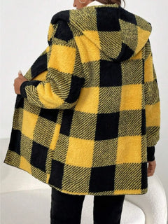 Plaid Long Sleeve Hooded Coat - Florida Guy