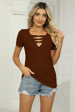 Twisted V-Neck Ribbed T-Shirt - Florida Guy