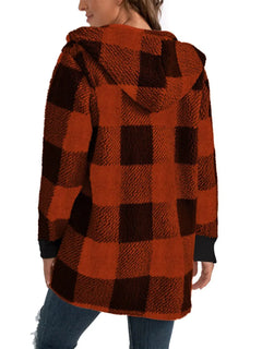 Plaid Long Sleeve Hooded Coat - Florida Guy