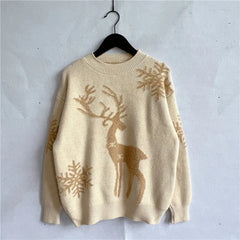 Reindeer and Snowflake Pattern Sweater - Florida Guy