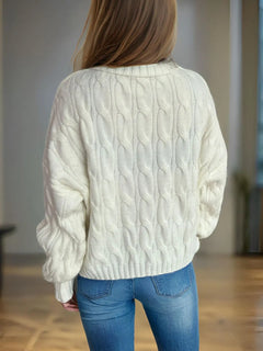 Cable-Knit Turtleneck Long Sleeve Sweater - Florida Guy