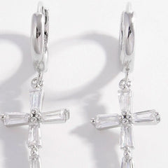 925 Sterling Silver Zircon Cross Earrings - Florida Guy