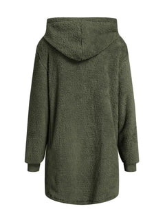 Fuzzy Pocketed Zip Up Long Sleeve Hooded Jacket - Florida Guy