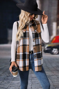 Plaid Button Up Vest Coat - Florida Guy