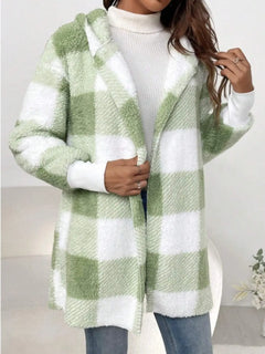 Plaid Long Sleeve Hooded Coat - Florida Guy