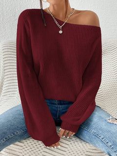 Honey Single Shoulder Long Sleeve Sweater - Florida Guy