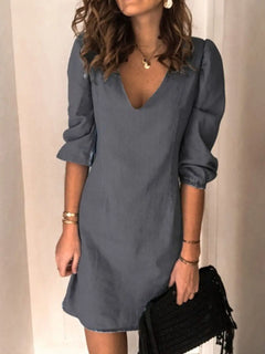 Full Size V-Neck Half Sleeve Dress - Florida Guy