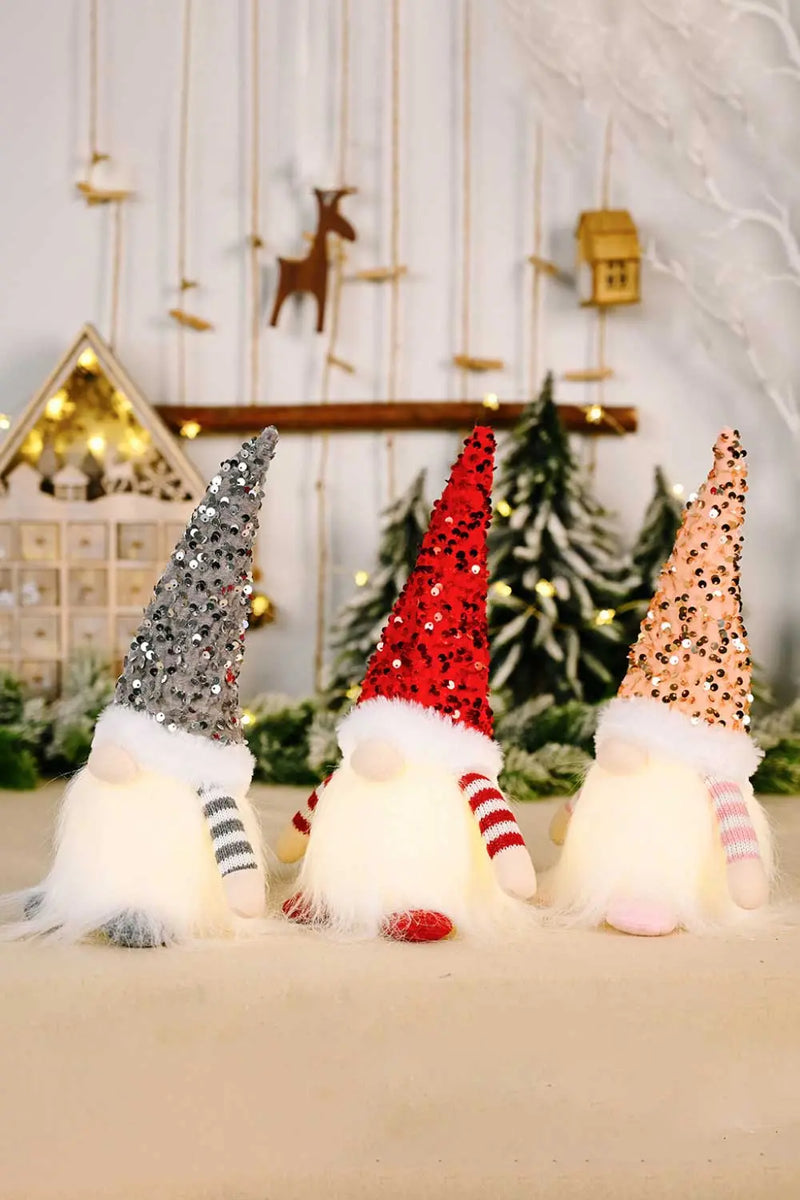 3-Pack Sequin Light-Up Christmas Gnomes Trendsi