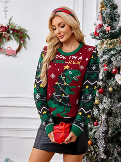 Christmas Element Round Neck Long Sleeve Sweater - Florida Guy