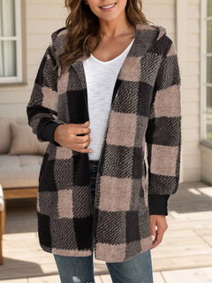 Plaid Long Sleeve Hooded Coat - Florida Guy