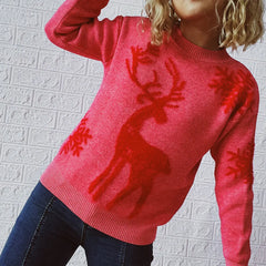 Reindeer and Snowflake Pattern Sweater - Florida Guy