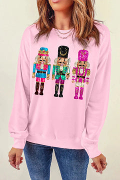 Nutcracker Graphic Round Neck Long Sleeve Sweatshirt - Florida Guy