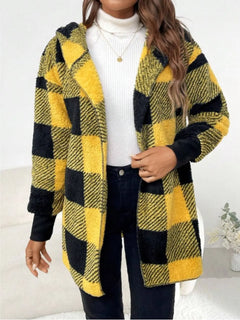 Plaid Long Sleeve Hooded Coat - Florida Guy