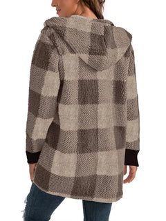 Plaid Long Sleeve Hooded Coat - Florida Guy