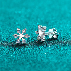 Moissanite 925 Sterling Silver Snowflake Shape Earrings - Florida Guy