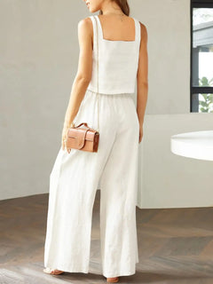 Square Neck Top and Wide Leg Pants Set - Florida Guy