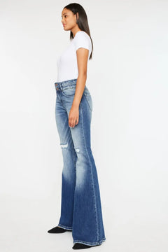 Kancan High Rise Wide Waistband Flare Jeans - Florida Guy