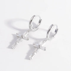 925 Sterling Silver Zircon Cross Earrings - Florida Guy