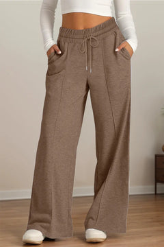 Drawstring Elastic Waist Wide Leg Pants - Florida Guy