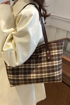 Plaid PU Leather Tote Bag - Florida Guy