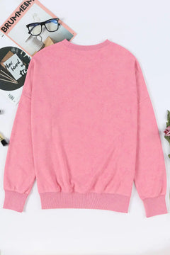 Sequin Candy Cane Round Neck Slit Sweatshirt - Florida Guy