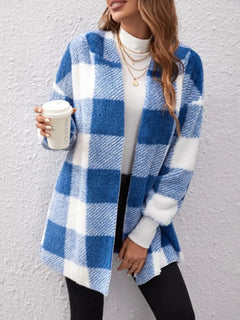 Plaid Long Sleeve Hooded Coat - Florida Guy