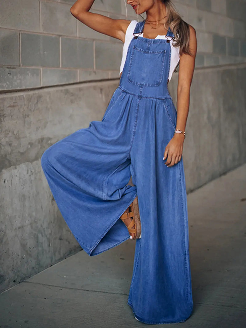 Wide Leg Denim Overalls - Florida Guy