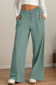 Drawstring Elastic Waist Wide Leg Pants - Florida Guy