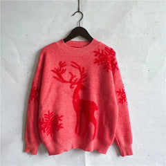 Reindeer and Snowflake Pattern Sweater - Florida Guy