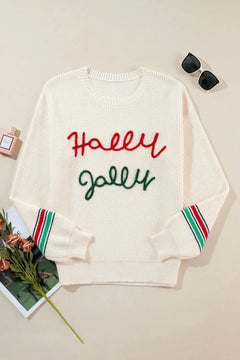 Letter Round Neck Long Sleeve Sweater - Florida Guy