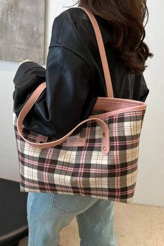 Plaid PU Leather Tote Bag - Florida Guy